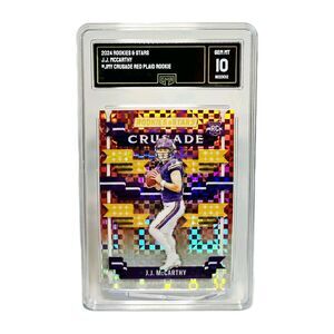 JJ MCCARTHY RC CRUSADE RED PLAID ROOKIES & STARS GEM MINT 10 PANINI #CJMY 2024!